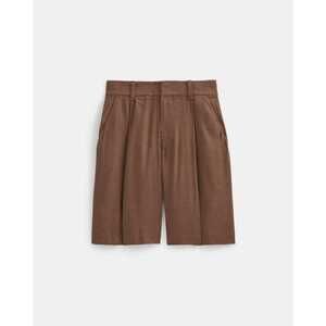 Everlane Women's Pleated Short in Stretch Linen in Cedarwood, Size 00, Cotton/S…
